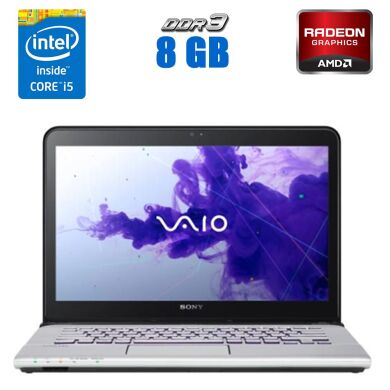 Ноутбук Sony VAIO SVE14 / 14" (1366x768) TN / Intel Core i5-3210M (2 (4) ядра по 2.5 - 3.1 GHz) / 8 GB DDR3 / 240 GB SSD / AMD Radeon HD 7650M, 1 GB DDR3, 128-bit / WebCam