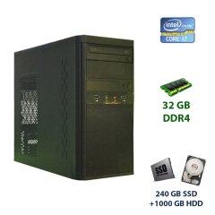Компьютер Asus Tower / Intel Core i7-6700 (4 (8) ядра по 3.4 - 4.0 GHz) / 32 GB DDR4 / 240 GB SSD+1000 GB HDD / 500W