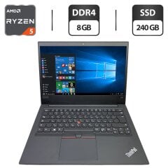 Ноутбук Б-клас Lenovo ThinkPad E485 / 14" (1920x1080) IPS / AMD Ryzen 5 3500U (4 (8) ядра по 2.1 - 3.7 GHz) / 8 GB DDR4 / 240 GB SSD / AMD Radeon Vega 8 Graphics / WebCam