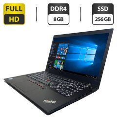 Ультрабук Б-класс Lenovo ThinkPad T470s / 14" (1920x1080) IPS / Intel Core i5-6300U (2 (4) ядра 2.4 - 3.0 GHz) / 8 GB DDR4 / 256 GB SSD / Intel HD Graphics 520 / WebCam / HDMI / Два АКБ