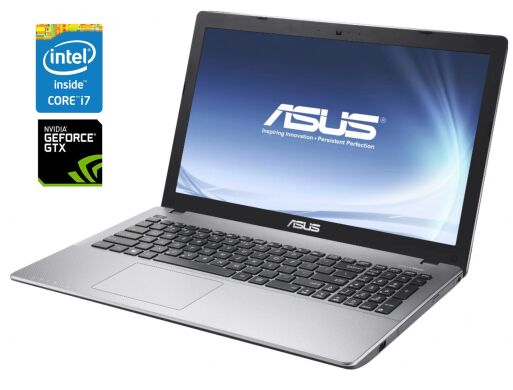 Ігровий ноутбук Asus X550V / 15.6" (1366x768) TN / Intel Core i7-6700HQ (4 (8) ядра по 2.6 - 3.5 GHz) / 16 GB DDR4 / 240 GB SSD / nVidia GeForce GTX 950M, 2 GB GDDR5, 128-bit / WebCam / DVD-ROM / Win 10 Home