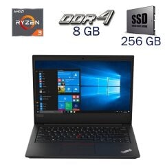 Ультрабук Б-класс Lenovo Thinkpad E495 / 14" (1366x768) TN / AMD Ryzen 3 3200U (2 (4) ядра по 2.6 - 3.5 GHz) / 8 GB DDR4 / 256 GB SSD / AMD Radeon RX Vega 3 / WebCam