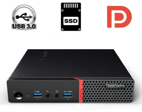 Неттоп Lenovo ThinkCentre M600 Tiny USFF / Intel Pentium J3710 (4 ядра по 1.6 - 2.64 GHz) / 4 GB DDR3 / 240 GB SSD / Intel HD Graphics 405 / DisplayPort / Блок живлення в комплекті Неттоп Lenovo ThinkCentre M600 Tiny USFF / Intel Pentium J3710 (4 ядра по 1.6 - 2.64 GHz) / 4 GB DDR3 / 240 GB SSD / Intel HD Graphics 405 / DisplayPort / Блок живлення в комплекті