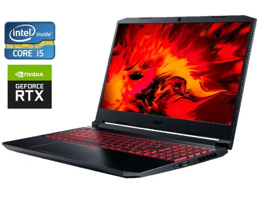 Ігровий ноутбук Acer Nitro 5 AN515-55-57Y2 / 15.6" (1920x1080) IPS / Intel Core i5-10300H (4 (8) ядра по 2.5 - 4.5 GHz) / 24 GB DDR4 / 512 GB SSD / nVidia GeForce RTX 3050, 4 GB GDDR6, 128-bit / WebCam / Win 10 Home
