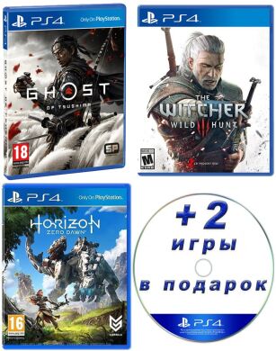 (Електронні версії) Ghost of Tsushima + The Witcher 3 Wild Hunt + Horizon Zero Dawn + 2 випадкові гри у подарунок