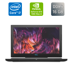 Ігровий ноутбук Dell G7 7588 / 15.6" (1920x1080) IPS / Intel Core i7-8750H (6 (12) ядра по 2.2 - 4.1 GHz) / 16 GB DDR4 / 128 GB SSD + 1000 GB HDD / nVidia GeForce GTX 1060 Max-Q, 6 GB GDDR5, 192-bit / HDMI / WebCam