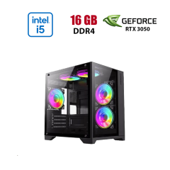 Новий ігровий ПК Aexpxo gaming HUNTER Tower / Intel Core i5-12400F (6 (12) ядер по 2.5 - 4.4 GHz) / 16 GB DDR4 / 1000 GB SSD M.2 / nVidia GeForce RTX 3050, 6 GB GDDR6, 96-bit