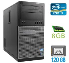 Комп'ютер Dell OptiPlex 7010 Tower / Intel Core i5-3470 (4 ядра по 3.2 - 3.6 GHz) / 8 GB DDR3 / 120 GB SSD / Intel HD Graphics 2500 / 275W / DVD-RW / DisplayPort