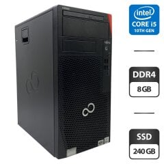 Компьютер Fujitsu Esprimo P5010 Tower / Intel Core i5-10400 (6 (12) ядер по 2.9 - 4.3 GHz) / 8 GB DDR4 / 240 GB SSD / Intel UHD Graphics 630 / DVD-ROM