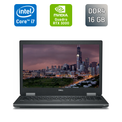 Мобільна робоча станція Dell Precision 7540 / 15.6" (1920x1080) IPS / Intel Core i7-9850H (6 (12) ядер по 2.6 - 4.6 GHz) / 16 GB DDR4 / 1000 GB SSD / nVidia Quadro RTX 3000, 6 GB GDDR6, 192-bit / WebCam / HDMI