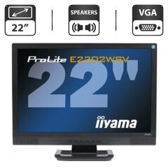 Монитор Б-класс Iiyama ProLite E2202WSV-1 / 22" (1680x1050) TN / VGA, Audio / Встроенные колонки 2x 2W / VESA 100x100