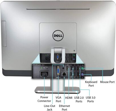 Моноблок Dell OptiPlex 9010 All-In-One / 23" (1920x1080) TN LED / Intel Core i5-3570S (4 ядра по 3.1 - 3.8 GHz) / 8 GB DDR3 / 128 GB SSD / WebCam / USB 3.0 / HDMI + Беспроводная клавиатура + Мышь Esperanza TK108UA