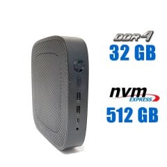 Неттоп HP t640 Thin Client USFF / AMD Ryzen R1505G (2 (4) ядра по 2.4 - 3.3 GHz) / 32 GB DDR4 / 512 GB SSD M.2 / AMD Picaso Graphics / 45W / Win 10 Pro