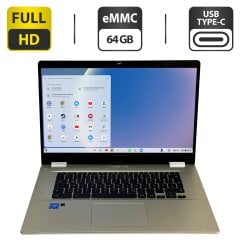 Ноутбук Б-клас Asus ChromeBook C523NA-EJ0123 / 15.6 (1920x1080) TN / Intel Celeron N3350 (2 ядра по 1.1 - 2.4 GHz) / 4 GB DDR4 / 64 GB eMMC / Intel HD Graphics 500 / WebCam / ChromeOS