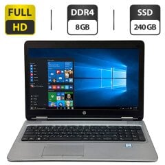 Ноутбук HP ProBook 650 G2 / 15.6" (1920x1080) TN / Intel Core i5-6300U (2 (4) ядра по 2.4 - 3.0 GHz) / 8 GB DDR4 / 240 GB SSD / Intel HD Graphics 520 / WebCam / Windows 10 Pro