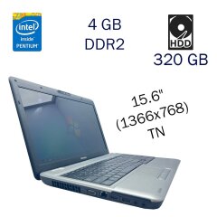 Ноутбук Toshiba Satellite L500 / 15.6" (1366x768) TN / Intel Pentium T4300 (2 ядра по 2.1 GHz) / 4 GB DDR2 / 320 GB HDD / Intel GMA HD Graphics / WebCam