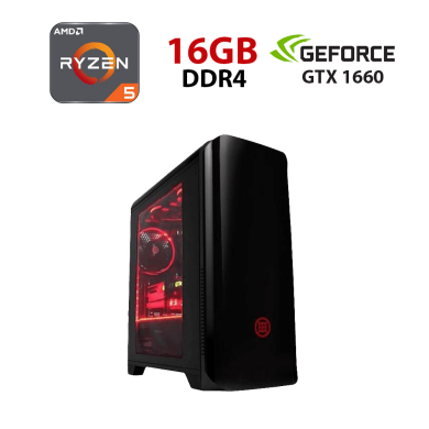 Новий Ігровий ПК Forsage H602-BK Tower / AMD Ryzen 5 5500 (6 (12) ядер по 3.6 - 4.2 GHz) / 16 GB DDR4 / 512 GB SSD / nVidia GeForce GTX 1060, 6 GB GDDR5, 192-bit