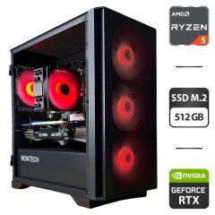 Сборка под заказ: игровой ПК Montech Air 100 ARGB Tower / AMD Ryzen 5 8400F (6 (12) ядер по 4.2 - 4.7 GHz) / 16 GB DDR5 / 512 GB SSD M.2 / nVidia GeForce RTX 3060 Ti, 8 GB GDDR6, 256-bit / 650W