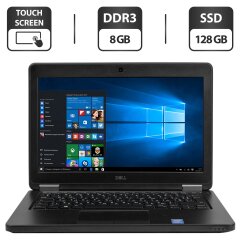 Нетбук Б-класс Dell Latitude E5250 / 12.5" (1920x1080) IPS Touch / Intel Core i5-5300U (2 (4) ядра по 2.3 - 2.9 GHz) / 8 GB DDR3 / 128 GB SSD / Intel HD Graphics 5500 / WebCam / Windows 10 Pro