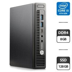 Неттоп HP EliteDesk 800 G2 Desktop Mini PC USFF / Intel Core i5-6500T (4 ядра по 2.5 - 3.1 GHz) / 8 GB DDR4 / 128 GB SSD / Intel HD Graphics 530 / Блок питания