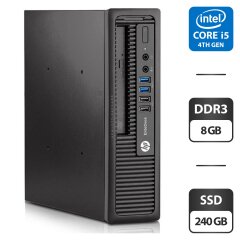 Неттоп HP EliteDesk 800 G1 USDT / Intel Core i5-4690S (4 ядра по 3.2 - 3.9 GHz) / 8 GB DDR3 / 240 GB SSD / Intel HD Graphics 4600 / DVD-ROM / VGA