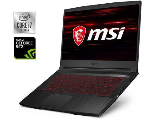 Ігровий ноутбук MSI GF63 Thin 10SDR / 15.6" (1920x1080) IPS / Intel Core i7-10750H (6 (12) ядер по 2.6 - 5.0 GHz) / 16 GB DDR4 / 256 GB SSD / nVidia GeForce GTX 1660 Ti, 6 GB GDDR6, 192-bit / WebCam Ігровий ноутбук MSI GF63 Thin 10SDR / 15.6" (1920x1080) IPS / Intel Core i7-10750H (6 (12) ядер по 2.6 - 5.0 GHz) / 16 GB DDR4 / 256 GB SSD / nVidia GeForce GTX 1660 Ti, 6 GB GDDR6, 192-bit / WebCam
