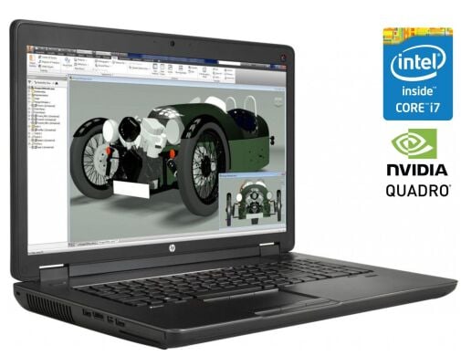 Мобільна робоча станція HP ZBook 17 G1 / 17.3" (1600x900) TN / Intel Core i7-4700MQ (4 (8) ядра по 2.4 - 3.4 GHz) / 16 GB DDR3 / 256 GB SSD / nVidia Quadro K610M, 1 GB GDDR5, 64-bit / WebCam / DVD-ROM / Win 10 Pro