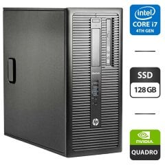 Комп'ютер HP EliteDesk 800 G1 Tower / Intel Core i7-4770 (4 (8) ядра по 3.4 - 3.9 GHz) / 16 GB DDR3 / 128 GB SSD / nVidia Quadro P400, 2 GB GDDR5, 64-bit / DVD-ROM