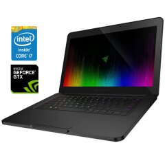 Ігровий ноутбук Б-клас Razer Blade 14 RZ09-0195 / 14" (1920x1080) IPS / Intel Core i7-7700HQ (4 (8) ядра по 2.8 - 3.8 GHz) / 16 GB DDR4 / 256 GB SSD NVMe / nVidia GeForce GTX 1060, 6 GB GDDR5, 192-bit / WebCam