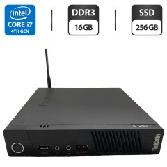 Неттоп Lenovo ThinkCentre M93 Tiny USFF / Intel Core i7-4765T (4 (8) ядра по 2.0 - 3.0 GHz) / 16 GB DDR3 / 256 GB SSD / Intel HD Graphics 4600 / Wi-Fi + Блок живлення