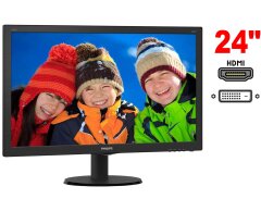 Монитор Philips 240V5QDSB/00 / 24" (1920x1080) IPS / 1x HDMI, 1x DVI, 1x VGA / VESA 100X100