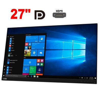 Монитор Б-класс Lenovo ThinkVision T27q-20 / 27" (2560x1440) IPS / 1x HDMI, 1x DisplayPort, 4x USB 3.1, 1x Audio / VESA 100x100 / Pivot / Без стойки