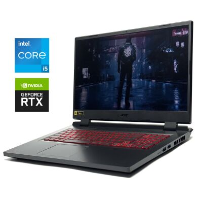 Ігровий ноутбук Acer Nitro 5 AN517-55 / 17.3" (1920x1080) IPS / Intel Core i5-12500H (12 (16) ядер по 2.5 - 4.5 GHz) / 16 GB DDR4 / 512 GB SSD / nVidia GeForce RTX 3050, 4 GB GDDR6, 128-bit / WebCam / Win 11 Ігровий ноутбук Acer Nitro 5 AN517-55 / 17.3" (1920x1080) IPS / Intel Core i5-12500H (12 (16) ядер по 2.5 - 4.5 GHz) / 16 GB DDR4 / 512 GB SSD / nVidia GeForce RTX 3050, 4 GB GDDR6, 128-bit / WebCam / Win 11
