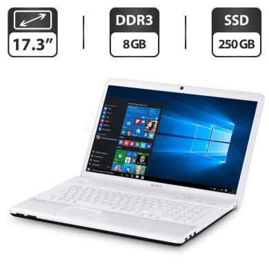 Ноутбук Б-класс Sony Vaio VPC-EJ3D1E / 17.3" (1600x900) TN / Intel Core i5-2450M (2 (4) ядра по 2.5 - 3.1 GHz) / 8 GB DDR3 / 250 GB SSD / nVidia GeForce 410M, 1 GB GDDR3, 64-bit / WebCam / VGA / АКБ NEW + Беспроводная мышка