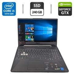 Ігровий ноутбук Asus TUF Gaming F15 / 15.6" (1920x1080) IPS / Intel Core i5-10300H (4 (8) ядра по 2.5 - 4.5 GHz) / 16 GB DDR4 / 240 GB SSD / nVidia GeForce GTX 1650 Ti, 4 GB GDDR6, 128-bit / WebCam