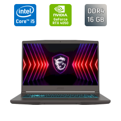 Игровой ноутбук Б-класс MSI Thin GF63 / 15.6" (1920x1080) IPS / Intel Core i5-13420H (8 (12) ядер по 3.4 - 4.6 GHz) / 16 GB DDR4 / 512 GB SSD / nVidia GeForce RTX 4050, 6 GB GDDR6, 96-bit / WebCam / HDMI