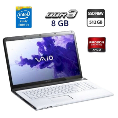 Игровой Ноутбук Б-класс Sony Vaio SVE171E11M / 17.3" (1600x900) TN / Intel Core i3-3110M (2 (4) ядра по 2.4 GHz) / 8 GB DDR3 / 512 GB SSD NEW / ATI Radeon HD 7650M, 1 GB, DDR3, 128-bit / WebCam / USB 3.0 / DVD-ROM