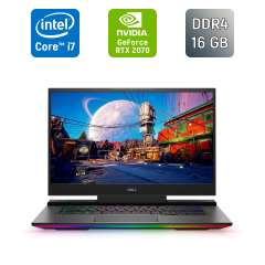 Игровой ноутбук Dell G7 15 7500 / 15.6" (3840x2160) IPS / Intel Core i7-10750H (6 (12) ядер по 2.6 - 5.0 GHz) / 16 GB DDR4 / 1000 GB SSD / nVidia GeForce RTX 2070, 8 GB GDDR6, 256-bit / WebCam / Windows 10
