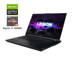 Игровой ноутбук Lenovo Legion 5-17ACH6 / 17.3" (1920x1080) IPS / AMD Ryzen 5 5600H (6 (12) ядер по 3.3 - 4.2 GHz) / 16 GB DDR4 / 512 GB SSD / nVidia Geforce GTX 1650, 4 GB GDDR5, 128-bit / WebCam / Windows 11 Home
