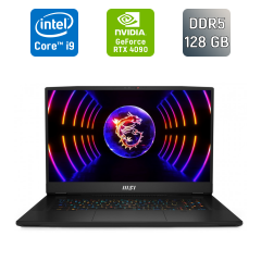 Ігровий ноутбук MSI Titan GT77HX / 17.3" (3840x2160) IPS / Intel Core i9-13980HX (24 (32) ядра по 2.2 - 5.6 GHz) / 128 GB DDR5 / 2000 GB SSD + 256 GB SSD / nVidia GeForce RTX 4090, 16 GB GDDR6, 256-bit / WebCam / Windows 11