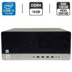Компьютер HP EliteDesk 800 G3 Tower / Intel Core i5-7500 (4 ядра по 3.4 - 3.8 GHz) / 16 GB DDR4 / 128 GB SSD + 500 GB HDD / Intel HD Graphics 630