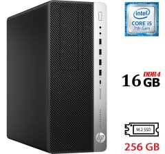 Компьютер HP EliteDesk 800 G3 Tower / Intel Core i5-7500 (4 ядра по 3.4 - 3.8 GHz) / 16 GB DDR4 / 256 GB SSD M.2 NEW / Intel HD Graphics 630 / DisplayPort / Windows 11 Pro