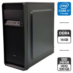 Компьютер Vinga CS 210B Tower / Intel Core i7-7700 (4 (8) ядра по 3.6 - 4.2 GHz) / 16 GB DDR4 / 240 GB SSD + 500 GB HDD / Intel HD Graphics 630 / 400W