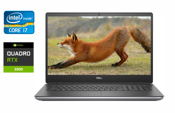 Мобільна робоча станція Dell Precision 7750 / 17.3" (1920x1080) IPS / Intel Core i7-10750H (6 (12) ядер по 2.6 - 5.0 GHz) / 32 GB DDR4 / 512 GB SSD / nVidia Quadro RTX 3000, 6 GB GDDR6, 192-bit / WebCam / HDMI