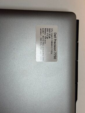 Мобільна робоча станція Dell Precision 7750 / 17.3" (1920x1080) IPS / Intel Core i7-10750H (6 (12) ядер по 2.6 - 5.0 GHz) / 32 GB DDR4 / 512 GB SSD / nVidia Quadro RTX 3000, 6 GB GDDR6, 192-bit / WebCam / HDMI