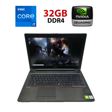 Мобильная рабочая станция Fujitsu Celsius H7510 / 15.6" (1920x1080) IPS / Intel Core i7-10850H (6 (12) ядер по 2.7 - 5.1 GHz) / 32 GB DDR4 / 512 GB SSD / nVidia Quadro T1000, 4 GB GDDR6, 128-bit / WebCam