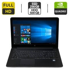 Мобільна робоча станція HP ZBook 15 G3 / 15.6" (1920x1080) TN / Intel Xeon E3-1505M v5 (4 (8) ядра по 2.8 - 3.7 GHz) / 32 GB DDR4 / 256 GB SSD M.2 + 500 GB HDD / nVidia Quadro M2000M, 4 GB GDDR5, 128-bit / WebCam
