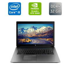 Мобільна робоча станція Б-клас HP zBook 17 G6 / 17.3" (1920x1080) IPS / Intel Core i9-9880H (8 (16) ядер по 2.3 - 4.8 GHz) / 32 GB DDR4 / 128 GB SSD + 500 GB HDD / nVidia Quadro RTX 3000, 6 GB GDDR6, 192-bit / WebCam / TouchID