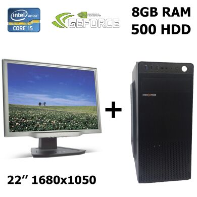 MSI MiniTower / Intel® Core™ i5-3470 (4 ядра по 3.20 - 3.60 GHz) / 8 GB DDR3 / 500 GB HDD / Блок питания 400 Ватт / nVidia GeForce 1030 2GB GDDR5 + Монитор  Acer AL2223W / 22" / 1680x1050