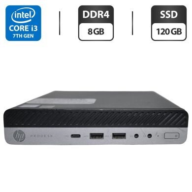 Неттоп HP ProDesk 600 G3 Mini PC USFF / Intel Core i3-7100T (2 (4) ядра по 3.4 GHz) / 8 GB DDR4 / 120 GB SSD / Intel HD Graphics 630 / Windows 11 Pro + Блок питания Неттоп HP ProDesk 600 G3 Mini PC USFF / Intel Core i3-7100T (2 (4) ядра по 3.4 GHz) / 8 GB DDR4 / 120 GB SSD / Intel HD Graphics 630 / Windows 11 Pro + Блок питания